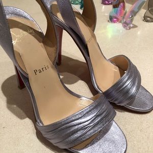 Christian Louboutin Silver Sling Back Shoes 36